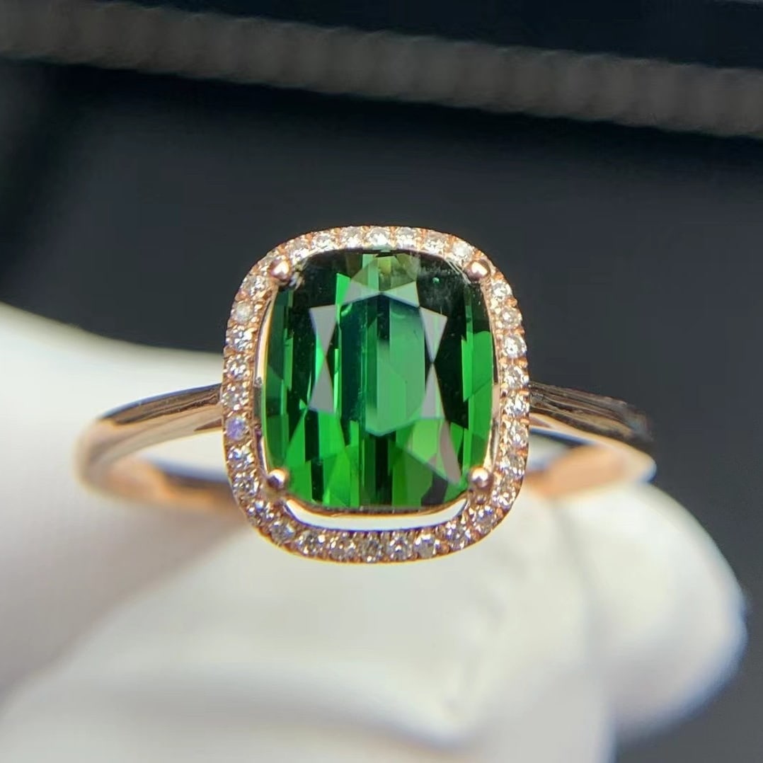14k Gold 1.9 Ct Natural Tourmaline & Diamond Ring - 2