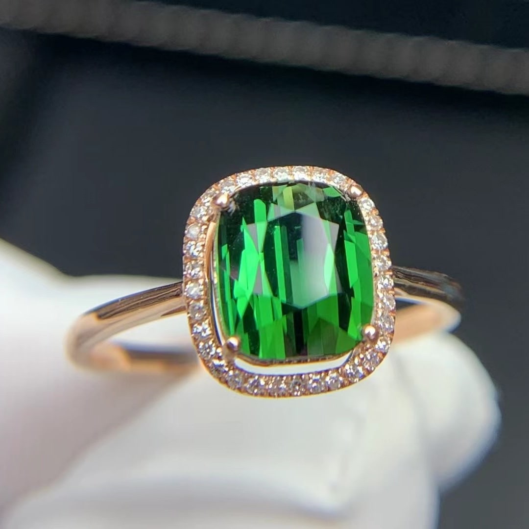 14k Gold 1.9 Ct Natural Tourmaline & Diamond Ring - 3