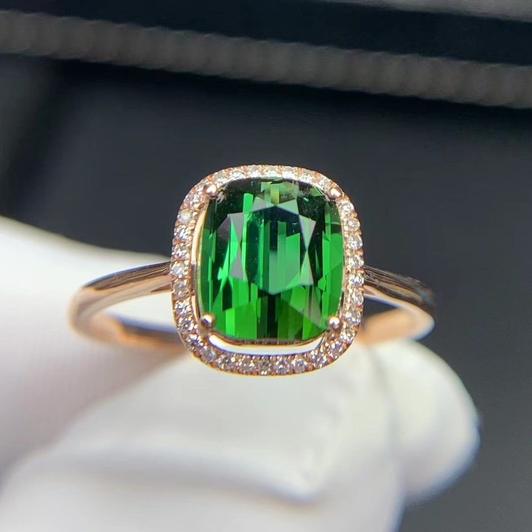 14k Gold 1.9 Ct Natural Tourmaline & Diamond Ring - 5