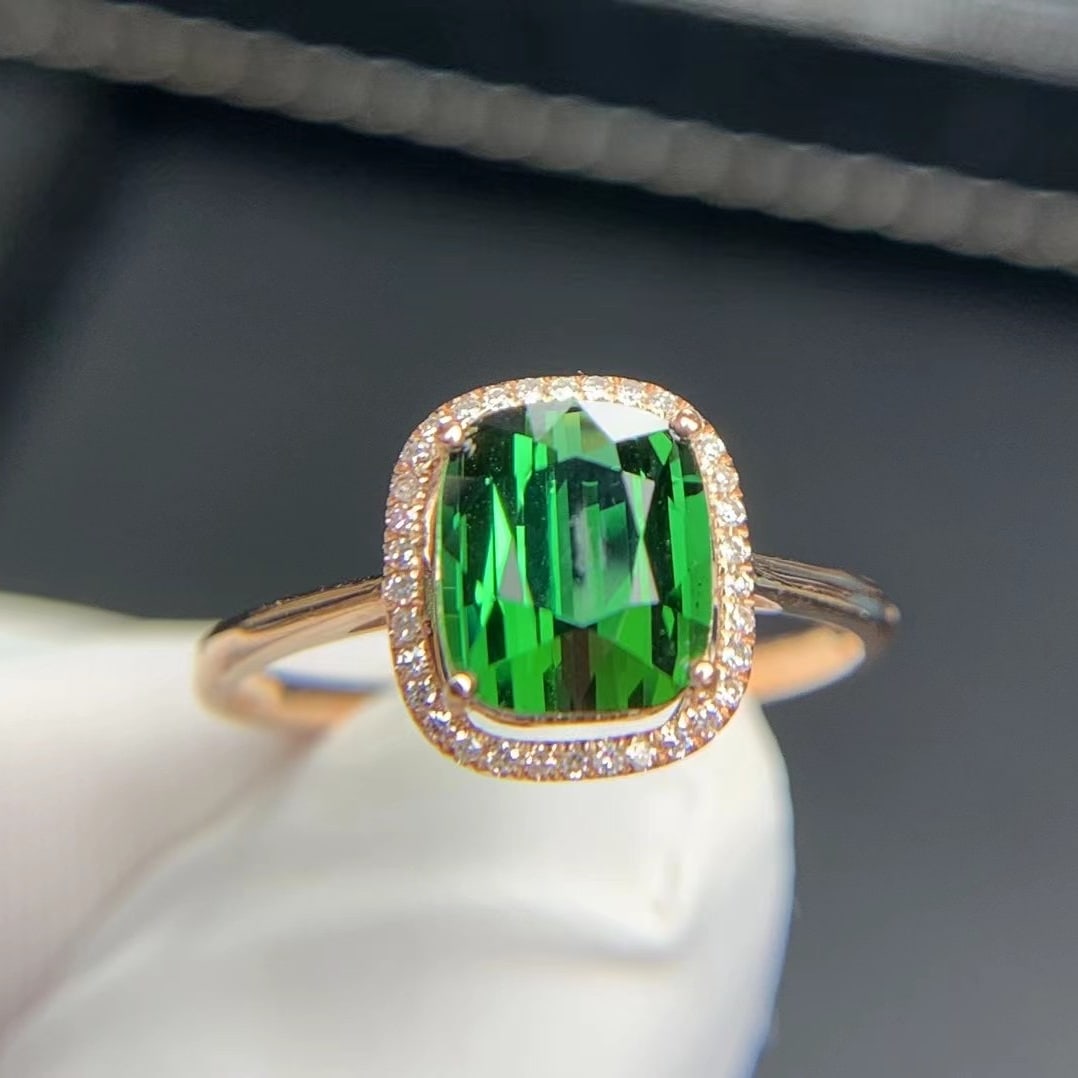 14k Gold 1.9 Ct Natural Tourmaline & Diamond Ring - 6