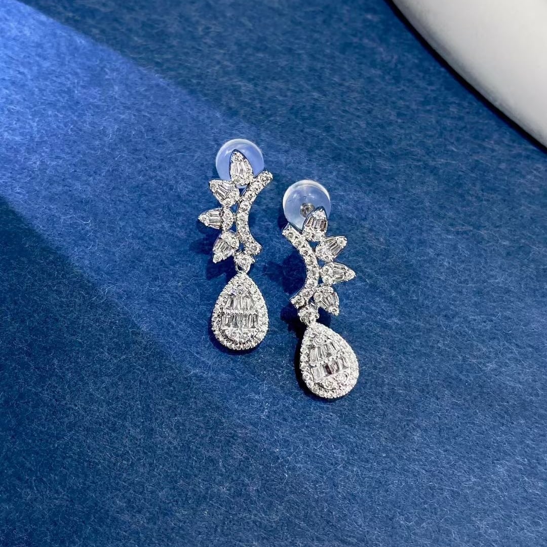 14k Gold 0.6 Ct Natural H Diamond Earrings - 2