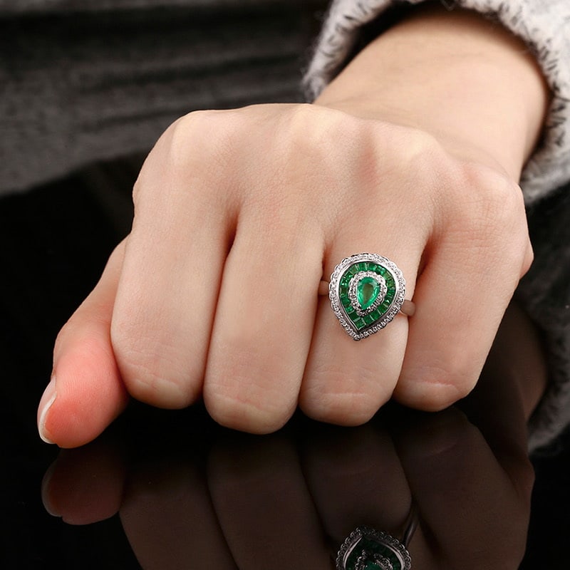 14k Gold 1.15 Ctw Vivid Green Natural Emerald & Diamond Ring - 3