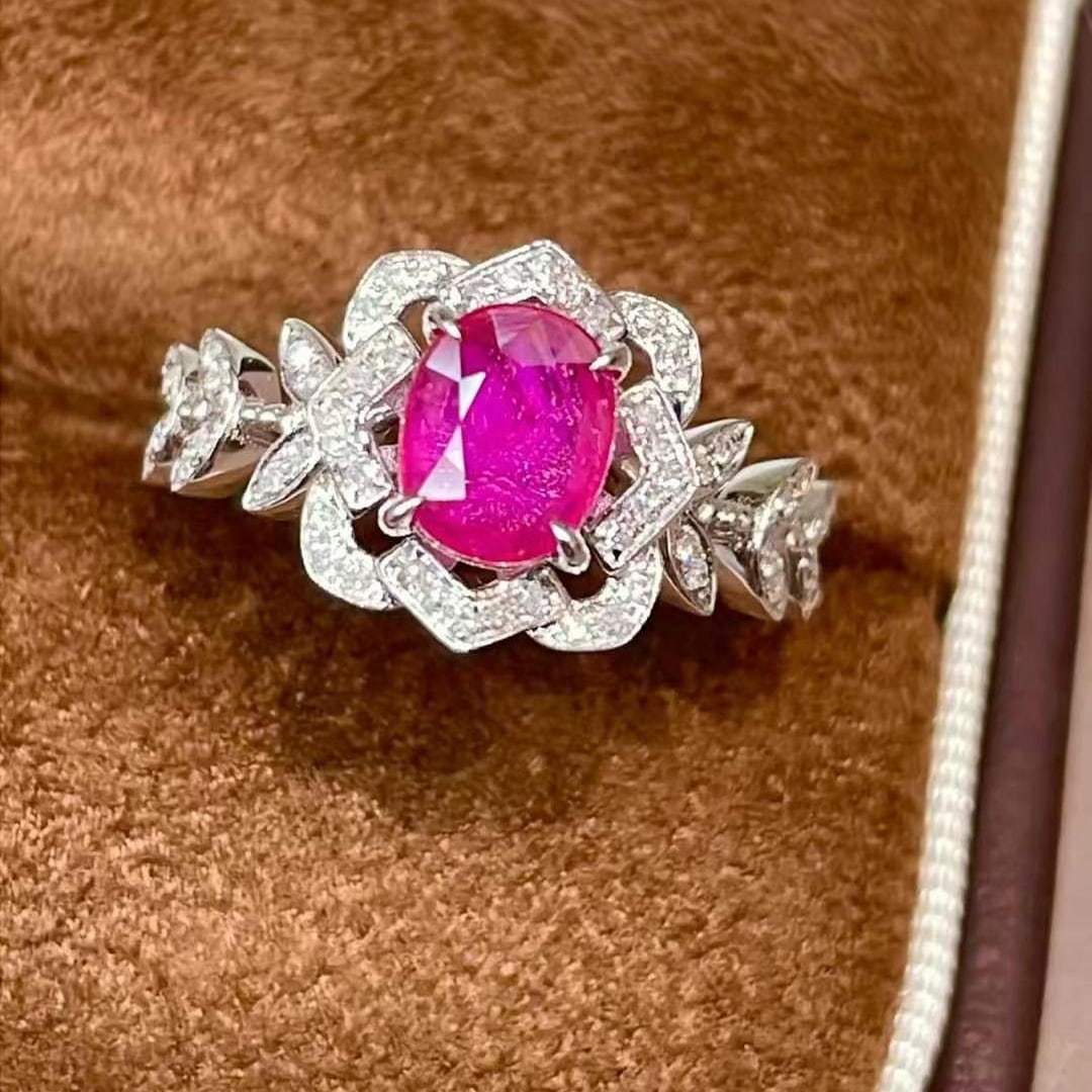 14k Gold 1 Ct Natural Ruby & Diamond Ring - 2
