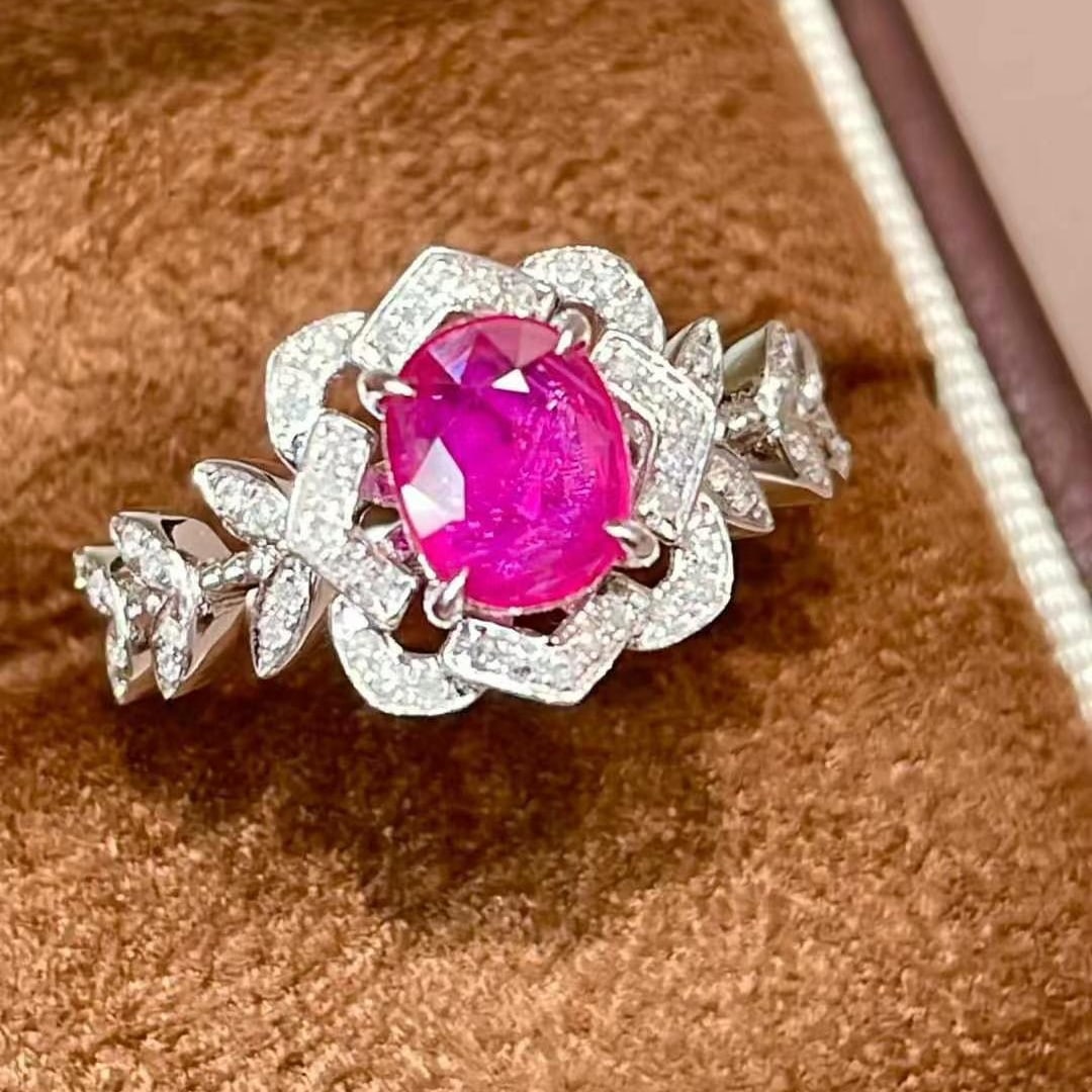 14k Gold 1 Ct Natural Ruby & Diamond Ring - 4