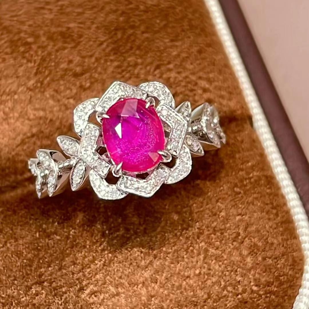 14k Gold 1 Ct Natural Ruby & Diamond Ring - 6