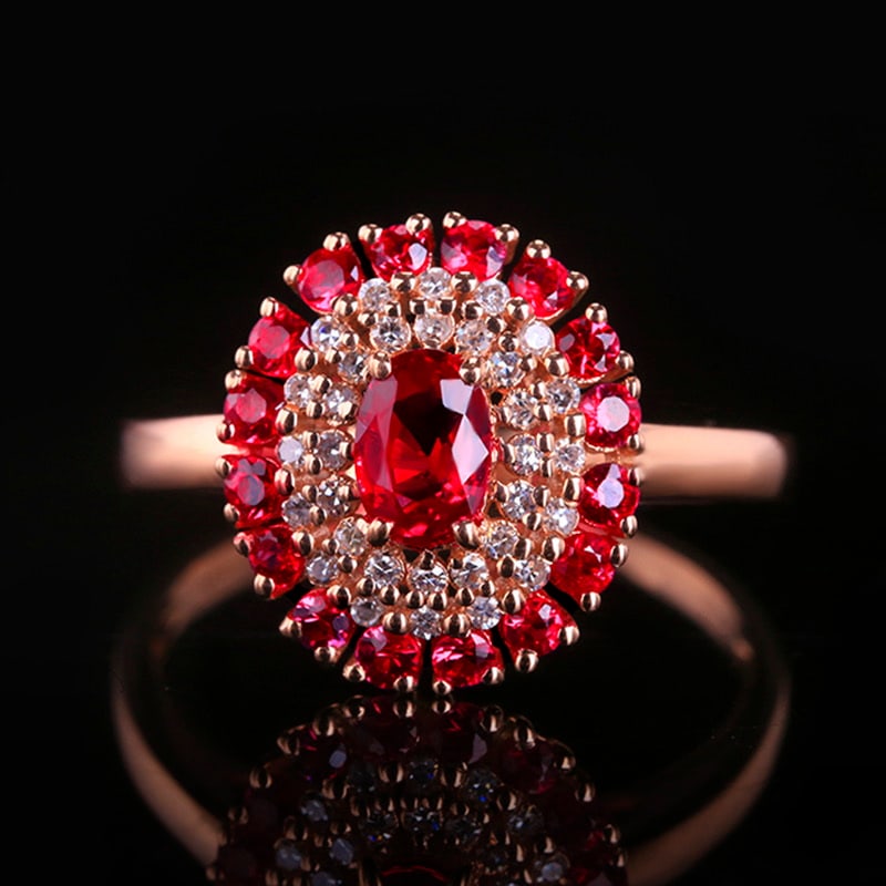 14k Gold 1.11 Ctw Natural Ruby & Diamond Ring: Ref:231020134 // gold content:14k gold // ring size:7. 25us // // main gemstone:ruby // shape:multiply // carat weight:0. 95ct // color:red // treatment:natural // // adjacent gemstone 2 : diamond //