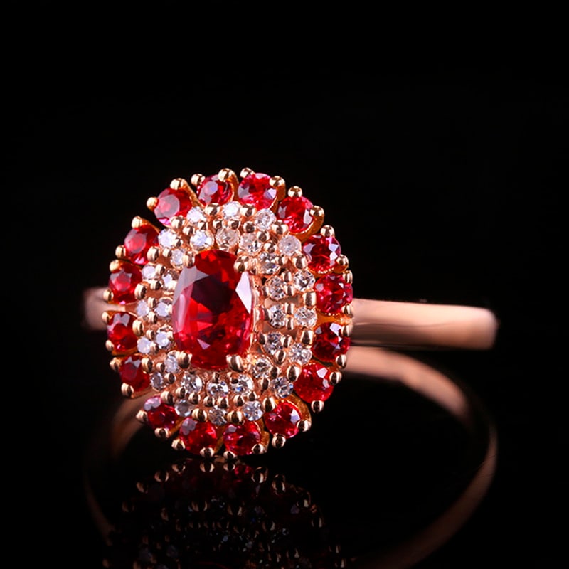 14k Gold 1.11 Ctw Natural Ruby & Diamond Ring - 2