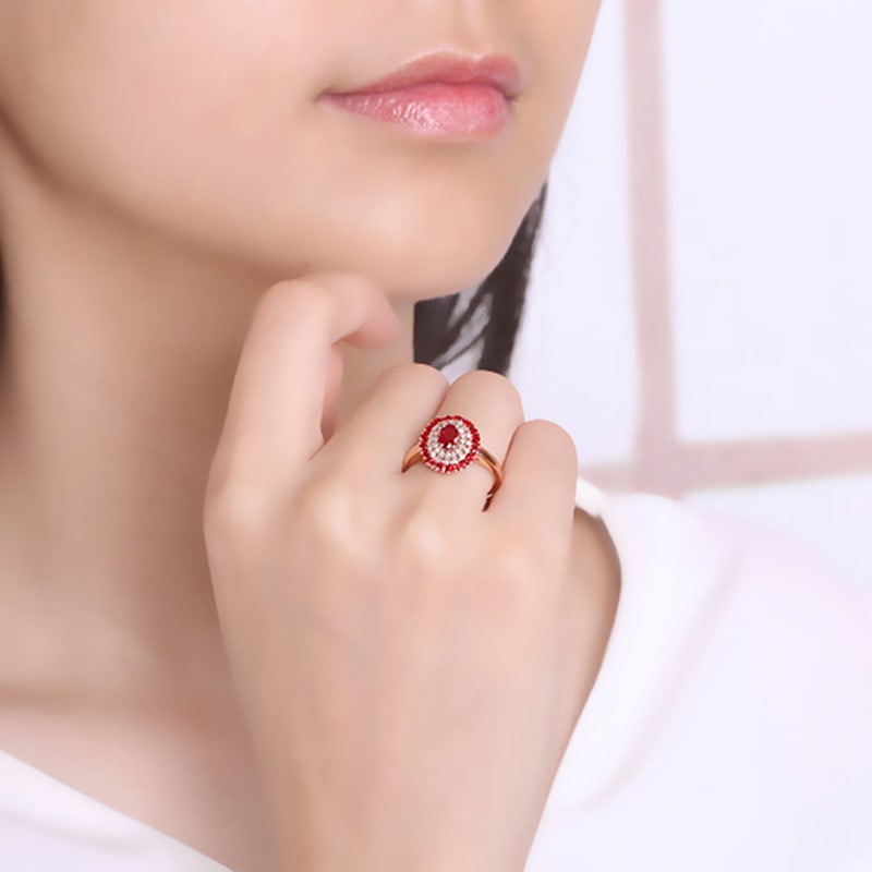 14k Gold 1.11 Ctw Natural Ruby & Diamond Ring - 4
