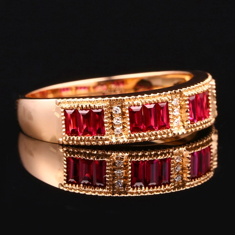 14k Gold 0.72 Ctw Natural Ruby & Diamond Ring - 2