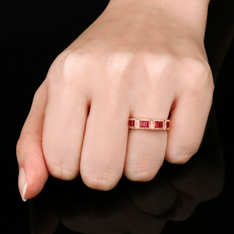 14k Gold 0.72 Ctw Natural Ruby & Diamond Ring - 3