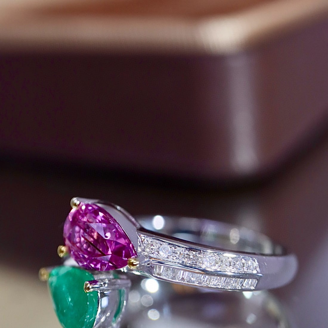 14k Gold 1.86 Ctw Natural Emerald & Sapphire & Diamond & Toi Et Moi Ring - 6