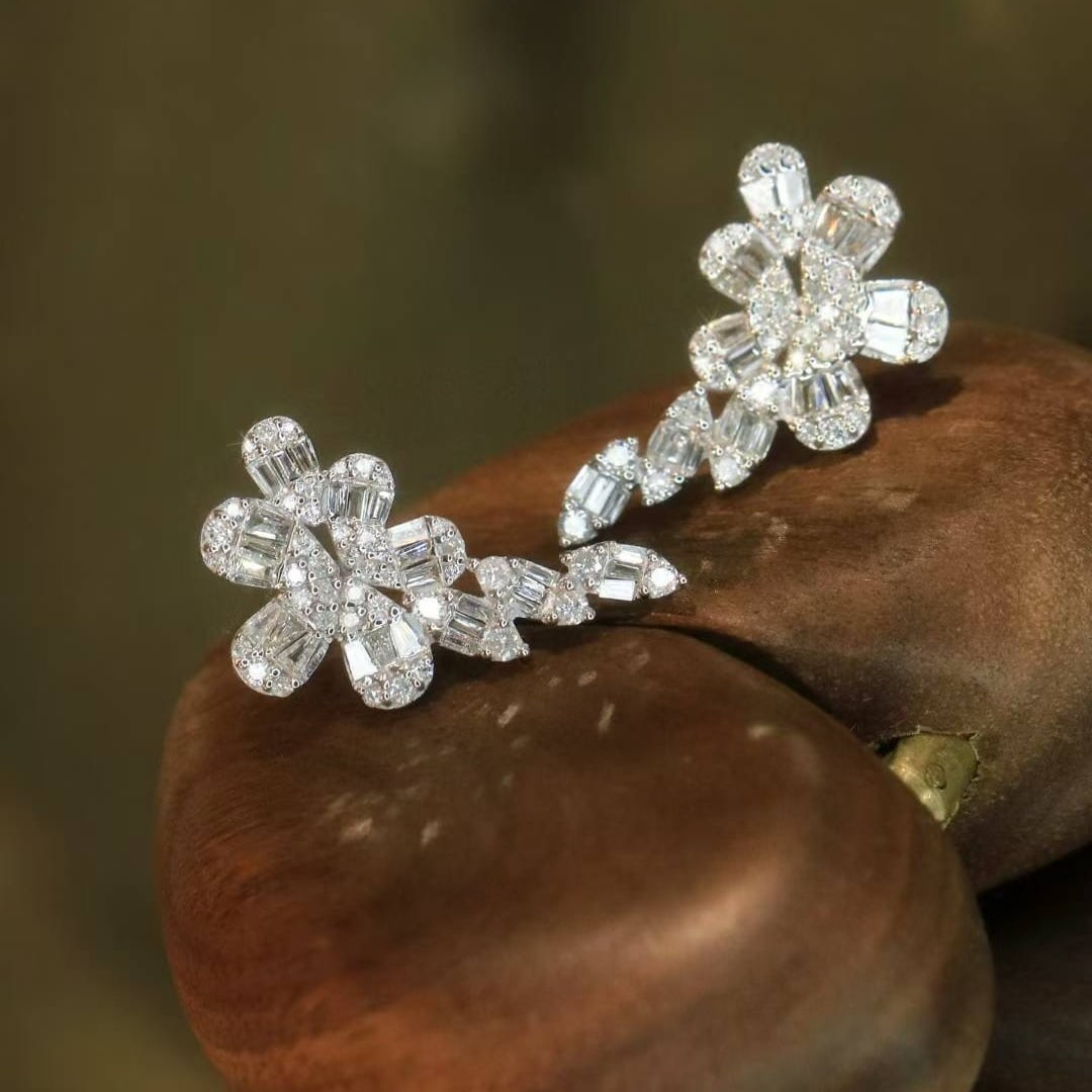 14k Gold 1.1 Ct Natural H Diamond Earrings - 5
