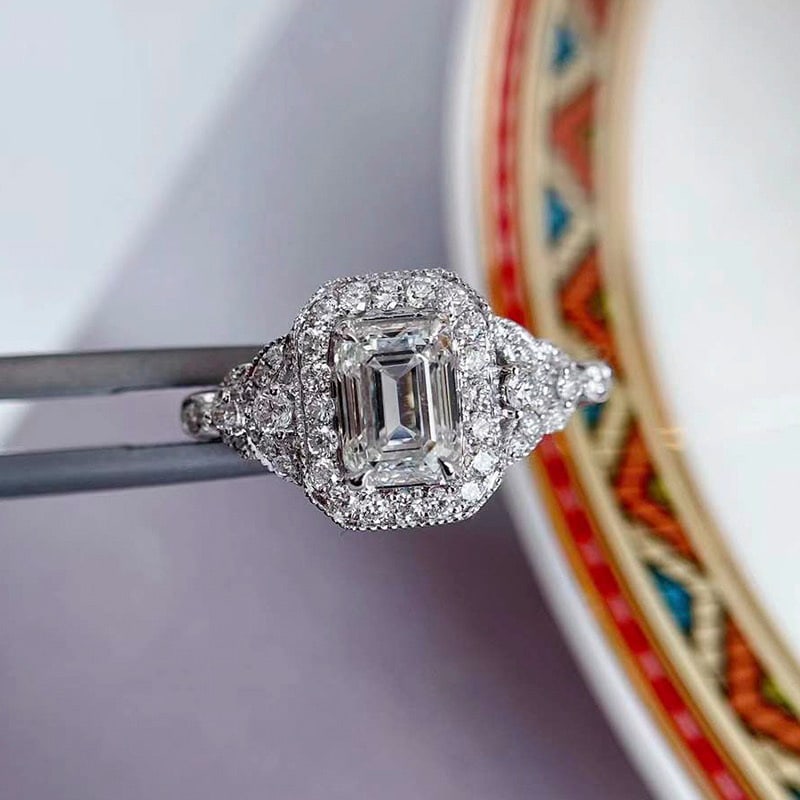 Gia Certified 14k Gold 1.00 Ct Natural G Vs1 Emerald Diamond Ring - 2