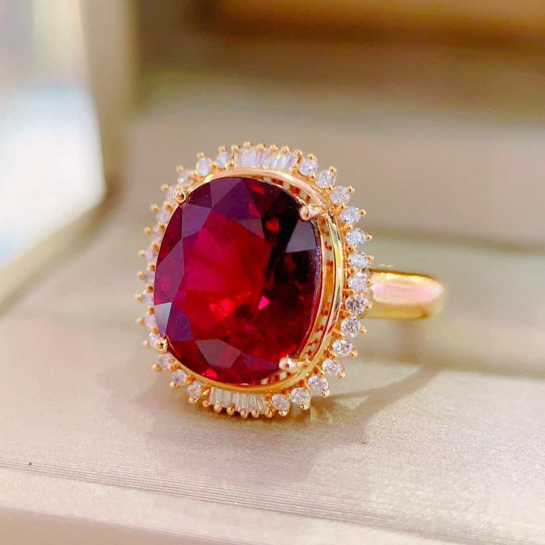 14k Gold 8.28 Ctw Natural Tourmaline & Diamond Ring (1 of 7)