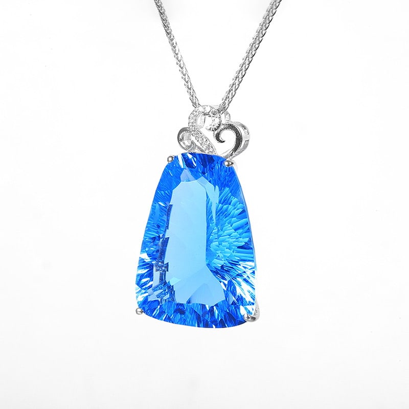 14k Gold 18.51 Ct Natural Topaz & Diamond Pendant( Without Chain ) - 3