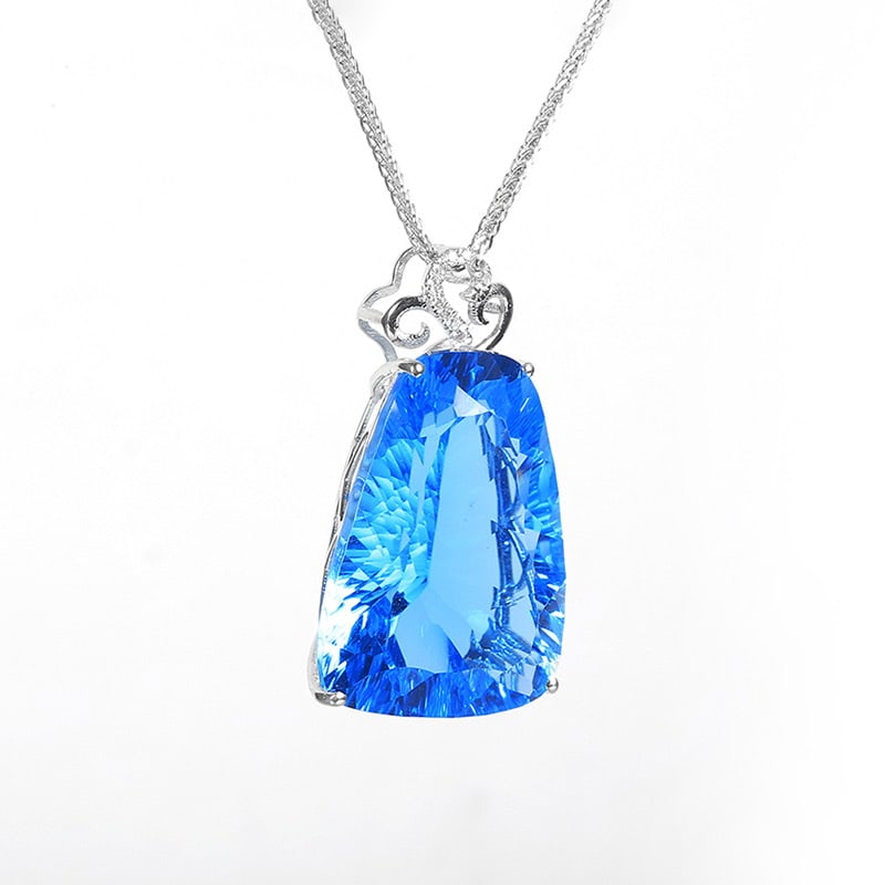 14k Gold 18.51 Ct Natural Topaz & Diamond Pendant( Without Chain ) - 4