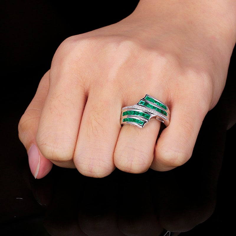 14k Gold 2.03 Ctw Vivid Green Natural Emerald & Diamond Ring - 4