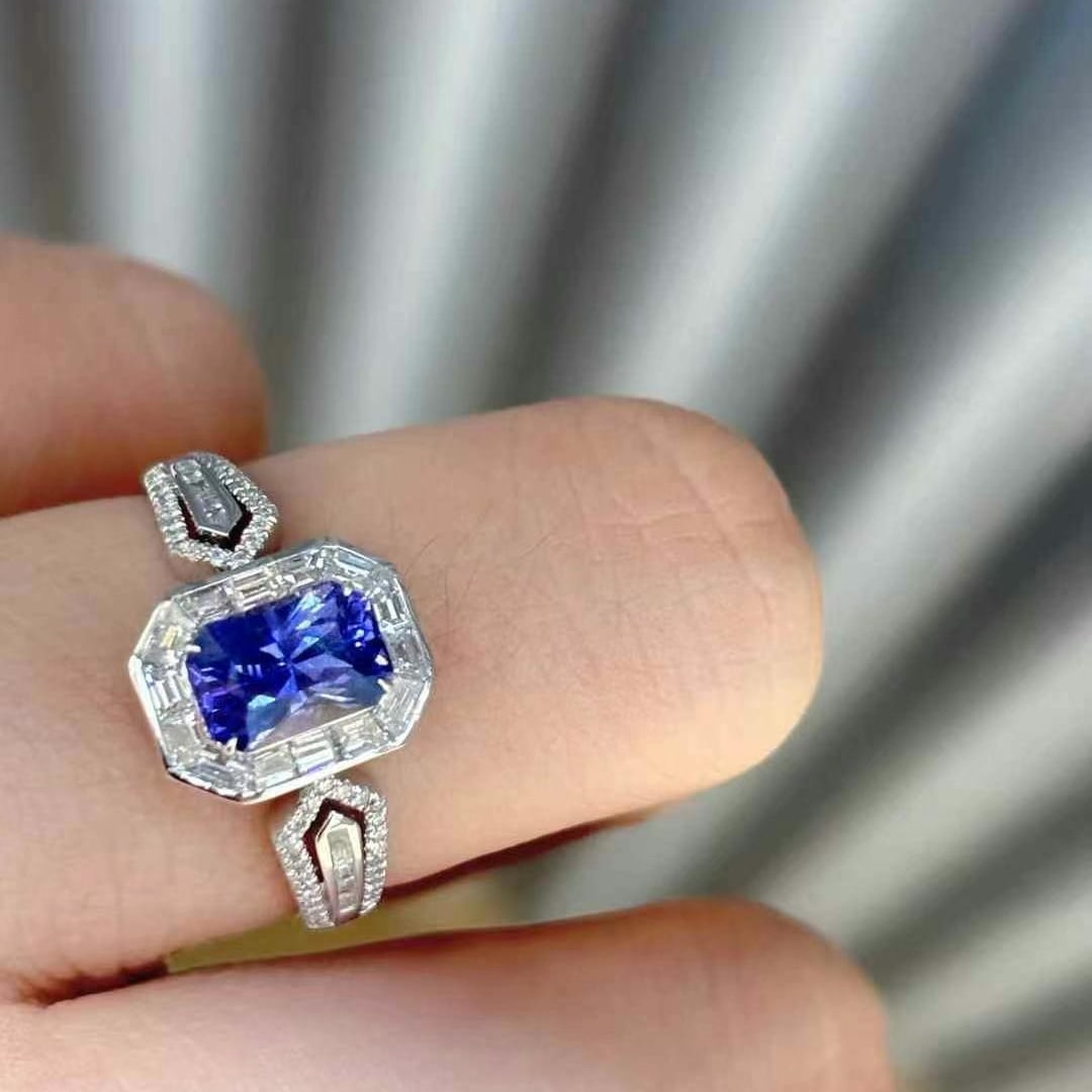 14k Gold 1.16 Ct Natural Sapphire & Diamond Ring - 3