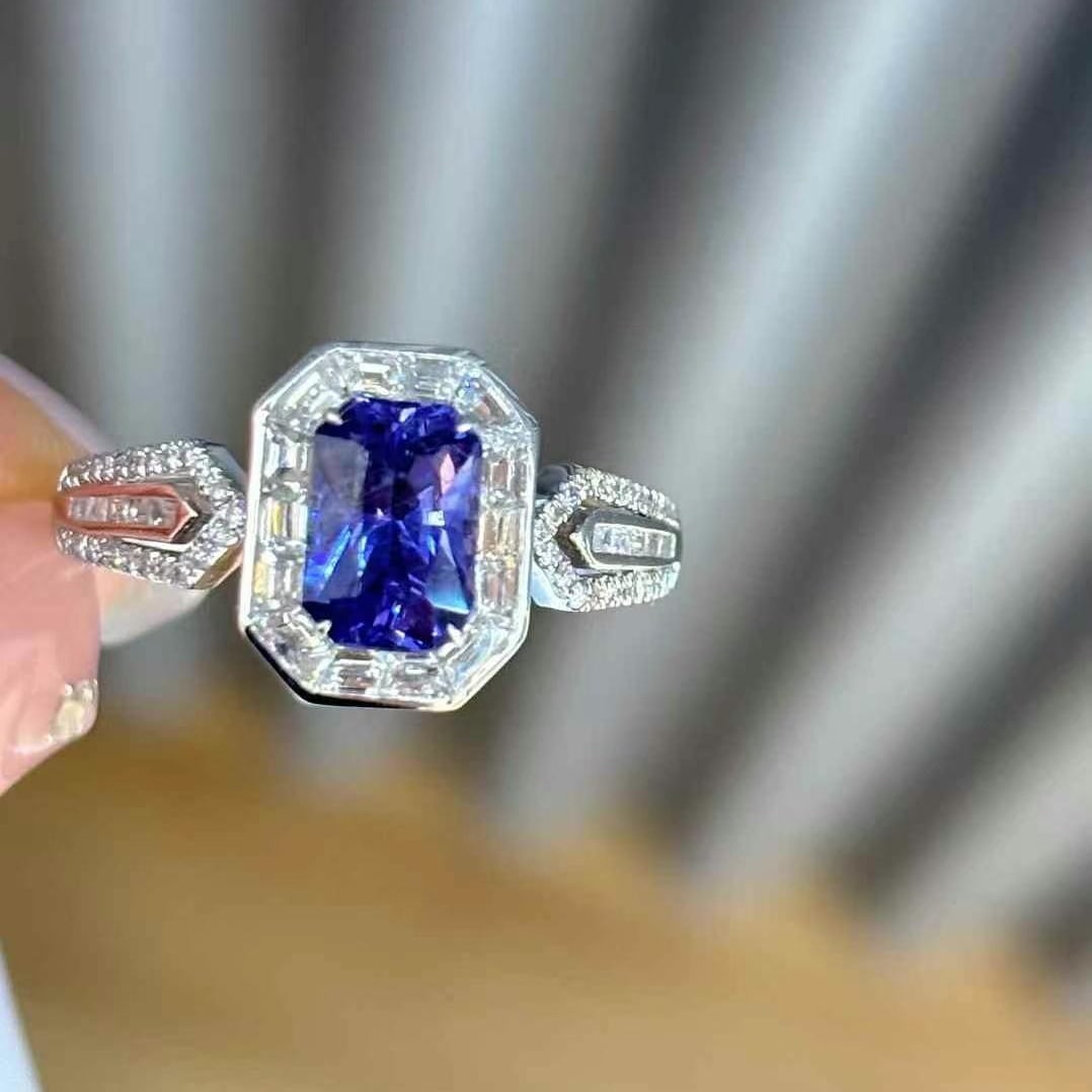 14k Gold 1.16 Ct Natural Sapphire & Diamond Ring - 4