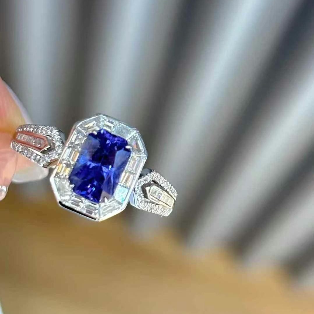 14k Gold 1.16 Ct Natural Sapphire & Diamond Ring - 5