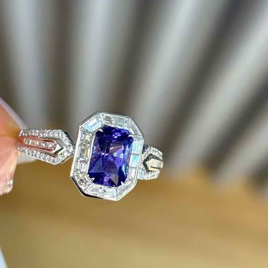 14k Gold 1.16 Ct Natural Sapphire & Diamond Ring - 6