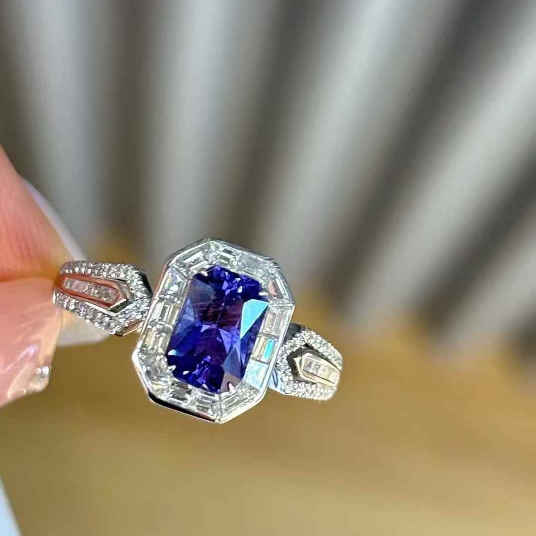 14k Gold 1.16 Ct Natural Sapphire & Diamond Ring - 7