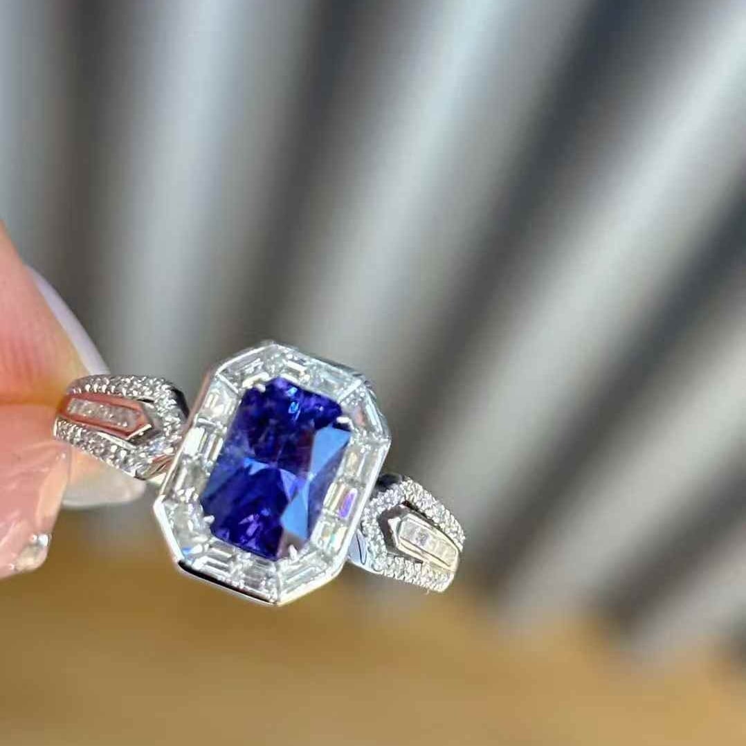 14k Gold 1.16 Ct Natural Sapphire & Diamond Ring - 8