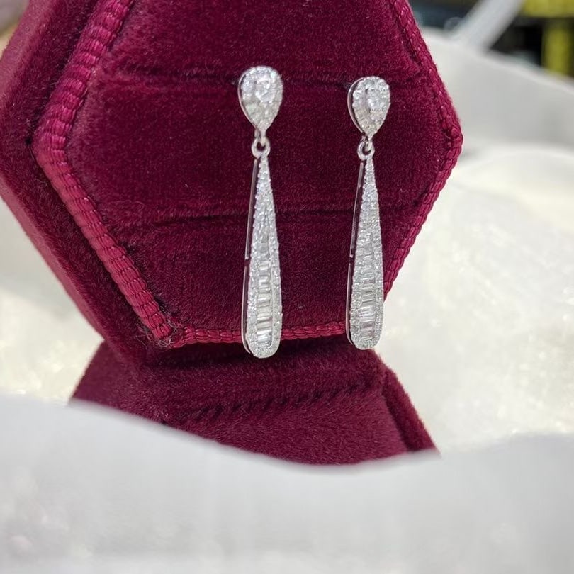 14k Gold 0.6 Ct Natural H Diamond Earrings - 2