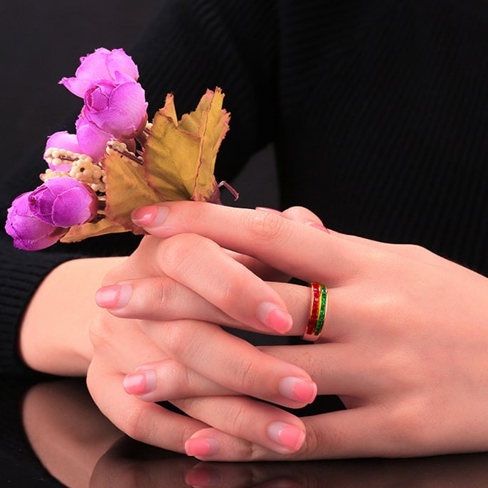 14k Gold 2.3 Ct Natural Ruby & Emerald Ring - 3