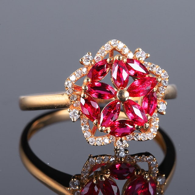 14k Gold 1.25 Ctw Natural Ruby & Diamond Ring - 3
