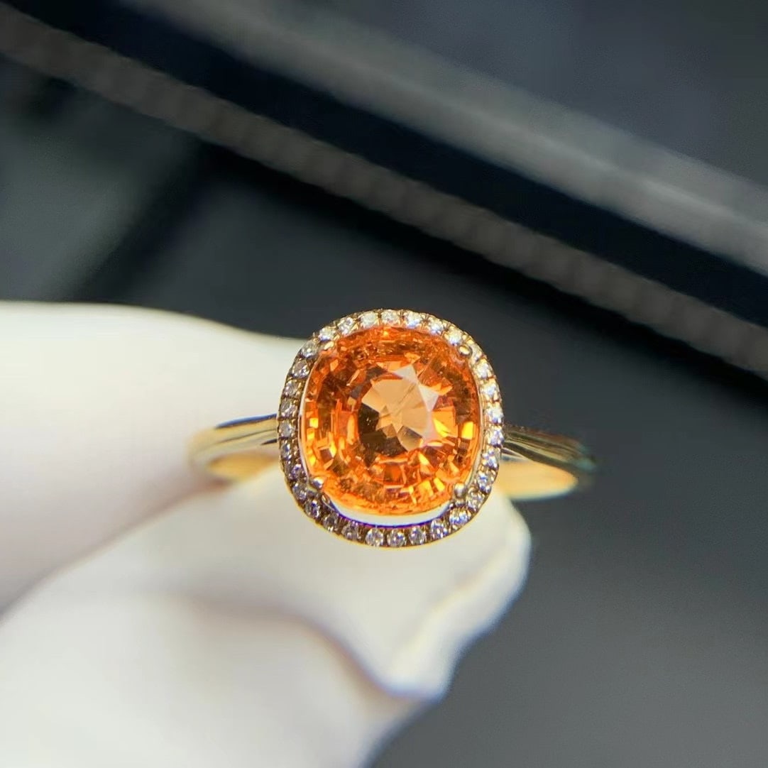 14k Gold 2.36 Ct Natural Spessartine & Diamond Ring - 2