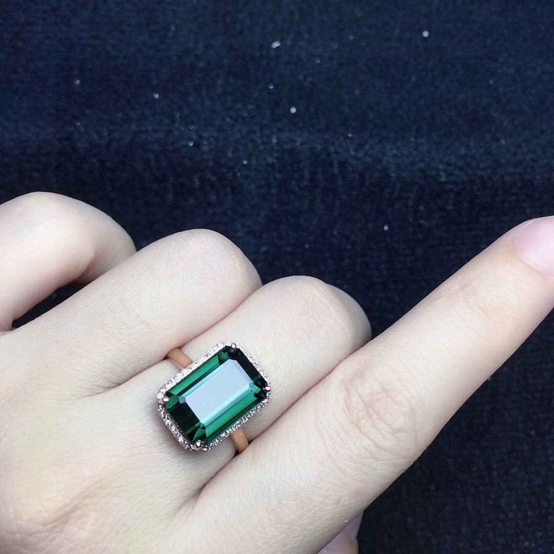 14k Gold 6.68 Ct Natural Tourmaline & Diamond Ring - 3