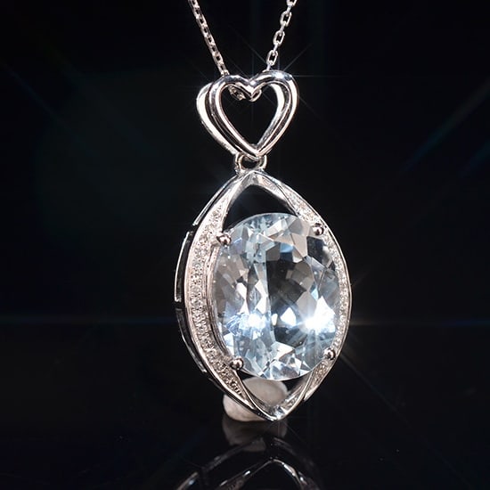 14k Gold 6.14 Ctw Natural Topaz & Diamond Pendant( Without Chain ) - 2