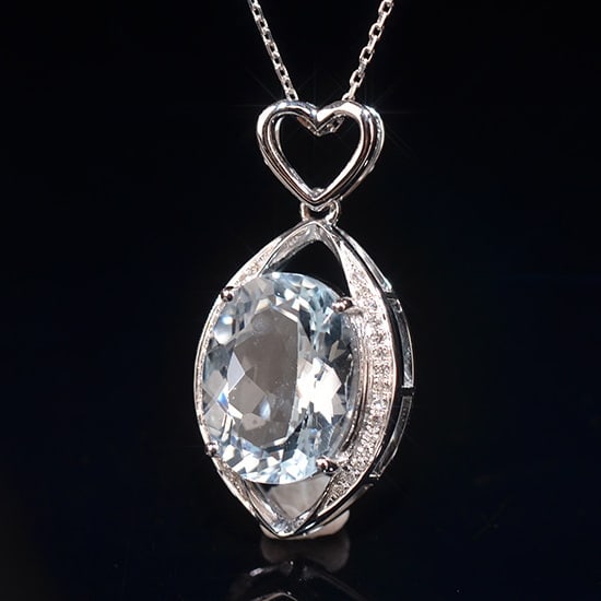 14k Gold 6.14 Ctw Natural Topaz & Diamond Pendant( Without Chain ) - 3