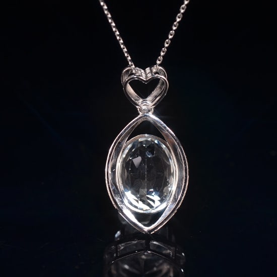 14k Gold 6.14 Ctw Natural Topaz & Diamond Pendant( Without Chain ) - 4
