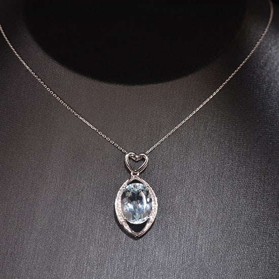 14k Gold 6.14 Ctw Natural Topaz & Diamond Pendant( Without Chain ) - 5