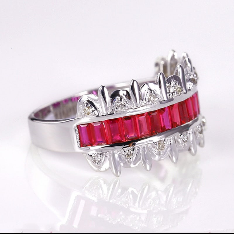 14k Gold 1.11 Ctw Natural Ruby & Diamond Ring - 2