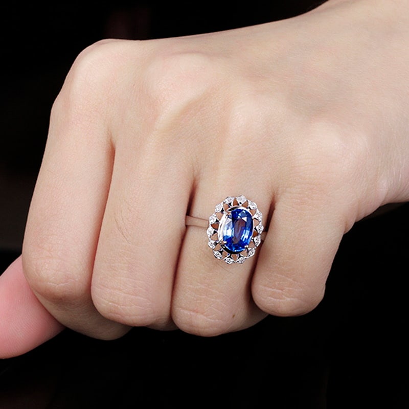 14k Gold 2.09 Ctw Natural Sapphire & Diamond Ring - 4