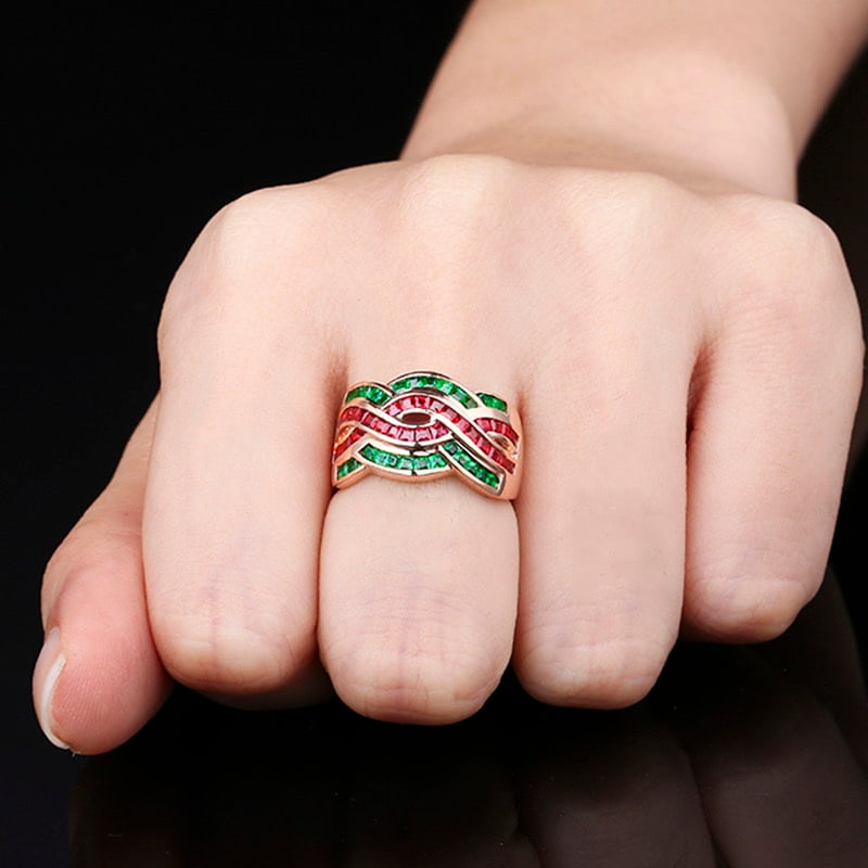 14k Gold 1.80 Ct Natural Ruby & Emerald Ring - 3