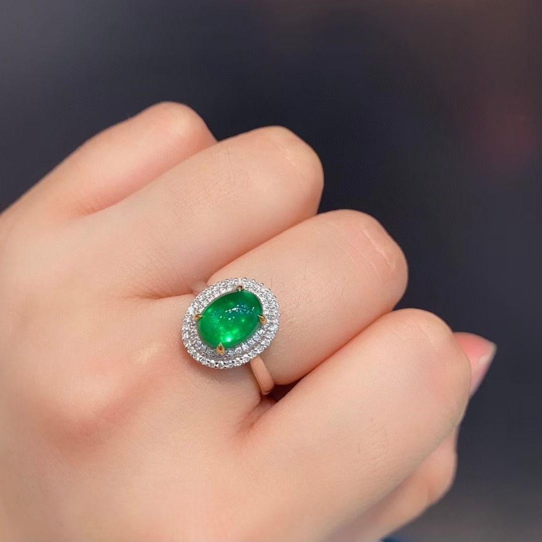 14k Gold 2.38 Ctw Vivid Green Natural Emerald & Diamond Ring - 4