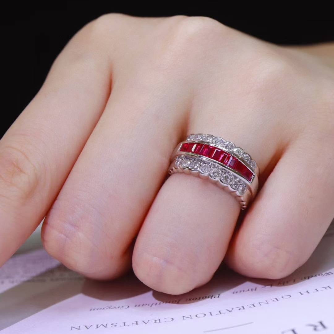 14k Gold 1.77 Ctw Natural Ruby & Diamond Ring - 7