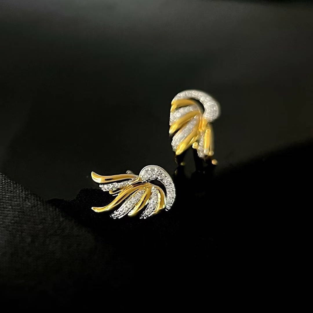 14k Gold 0.16 Ct Natural H Diamond Earrings - 2