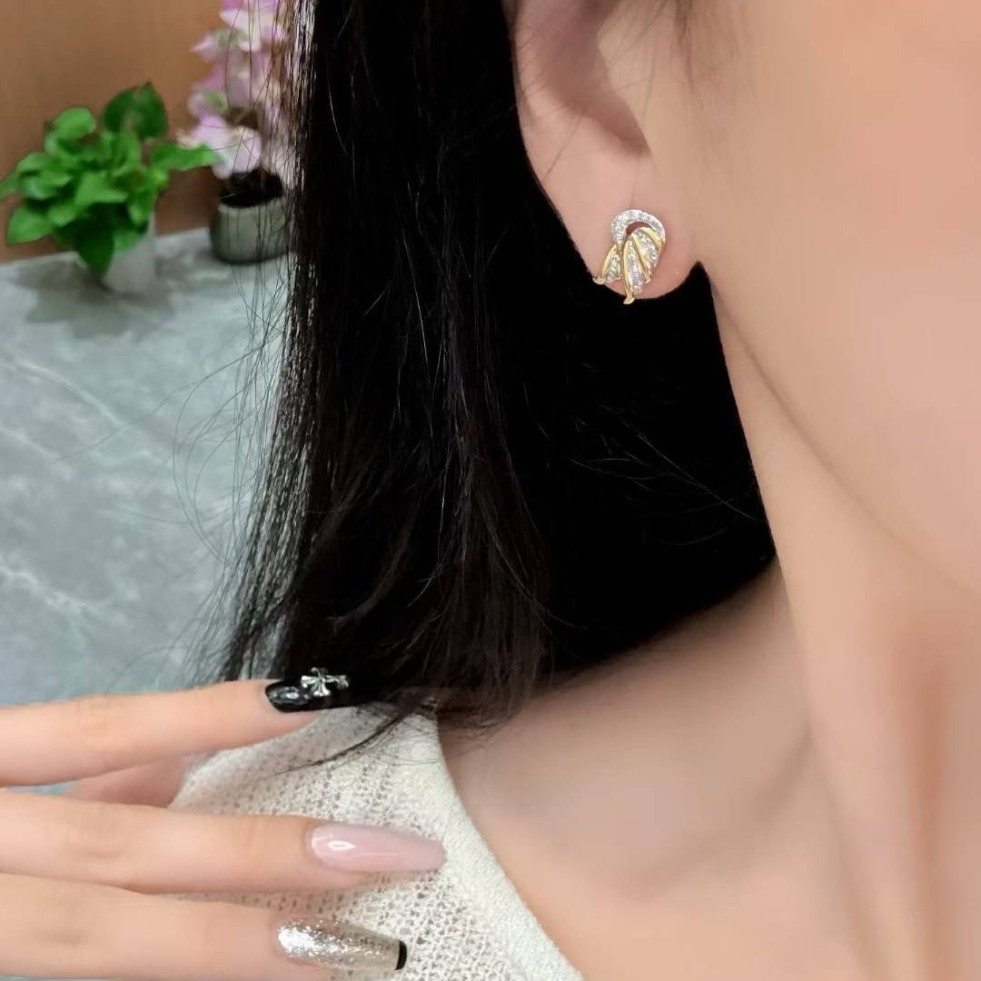 14k Gold 0.16 Ct Natural H Diamond Earrings - 5