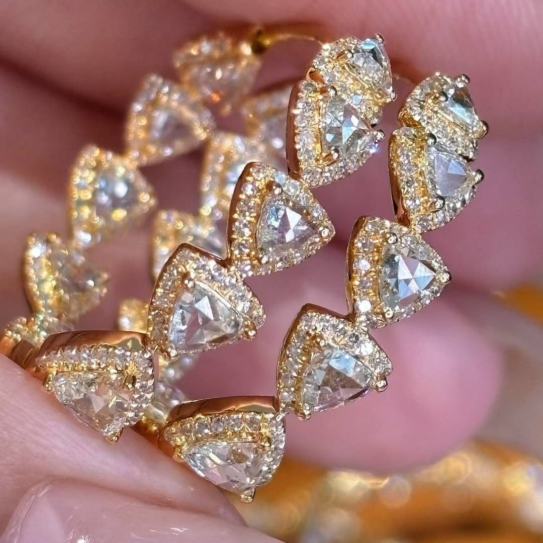 14k Gold 2.3 Ct Natural H Diamond Earrings - 4
