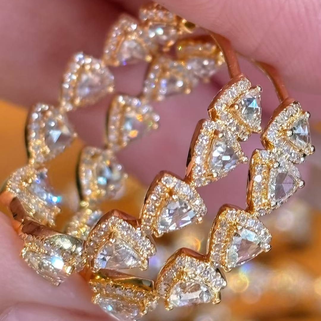 14k Gold 2.3 Ct Natural H Diamond Earrings - 5