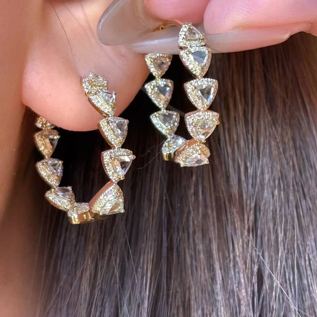 14k Gold 2.3 Ct Natural H Diamond Earrings - 6