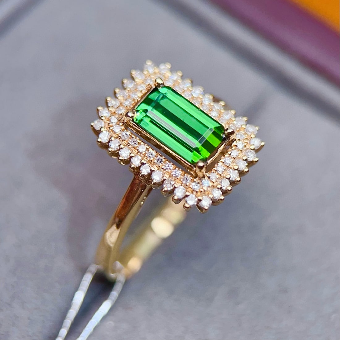 14k Gold 1.3 Ct Natural Tourmaline & Diamond Ring - 3