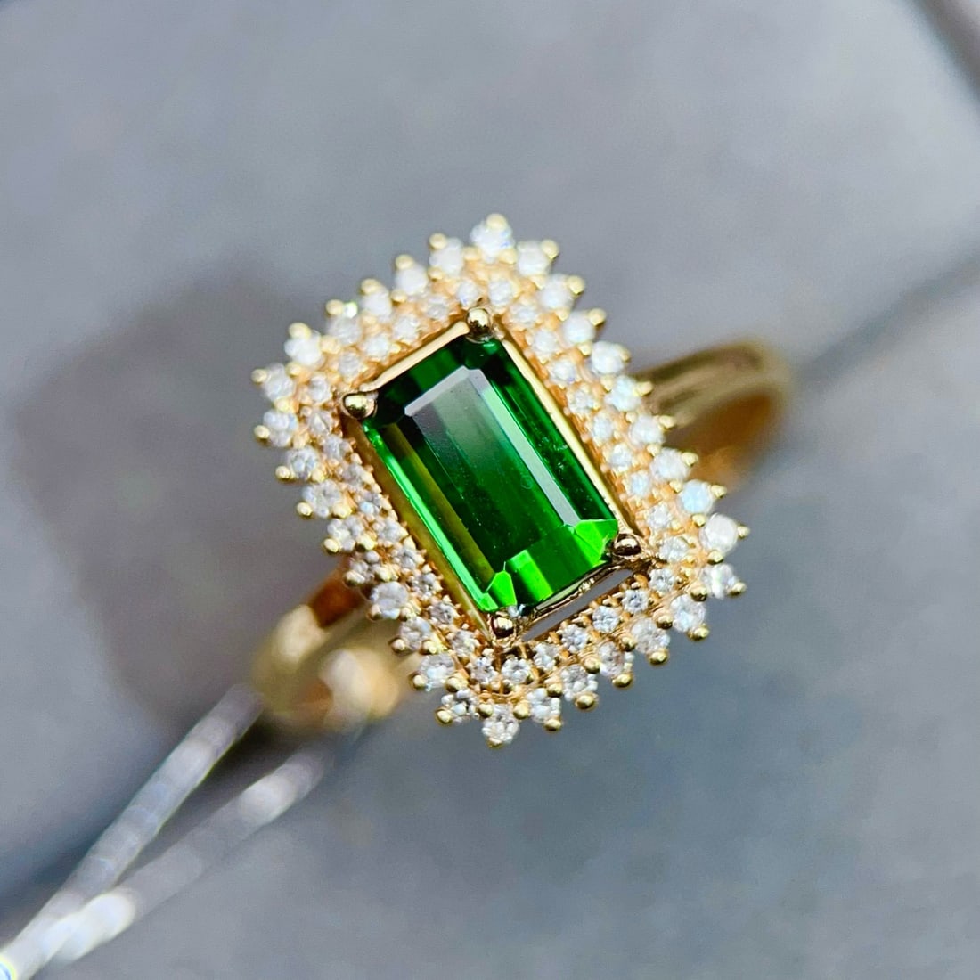 14k Gold 1.3 Ct Natural Tourmaline & Diamond Ring - 5