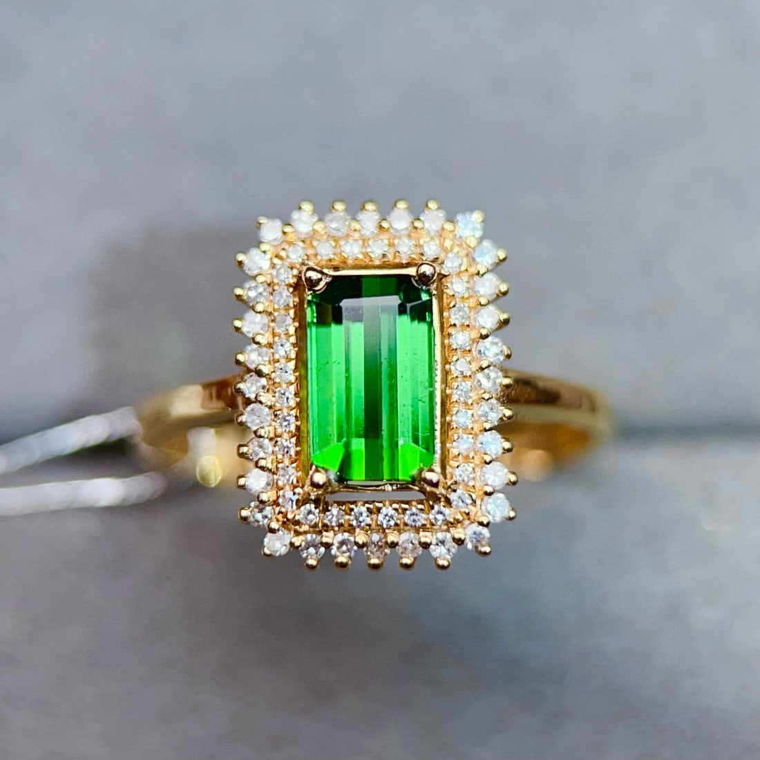 14k Gold 1.3 Ct Natural Tourmaline & Diamond Ring - 6