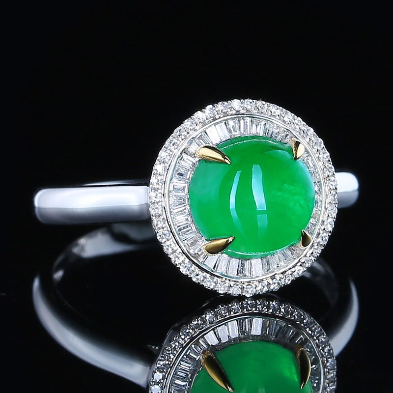 14k Gold 1.99 Ct Vivid Green Natural Emerald & Diamond Ring - 3